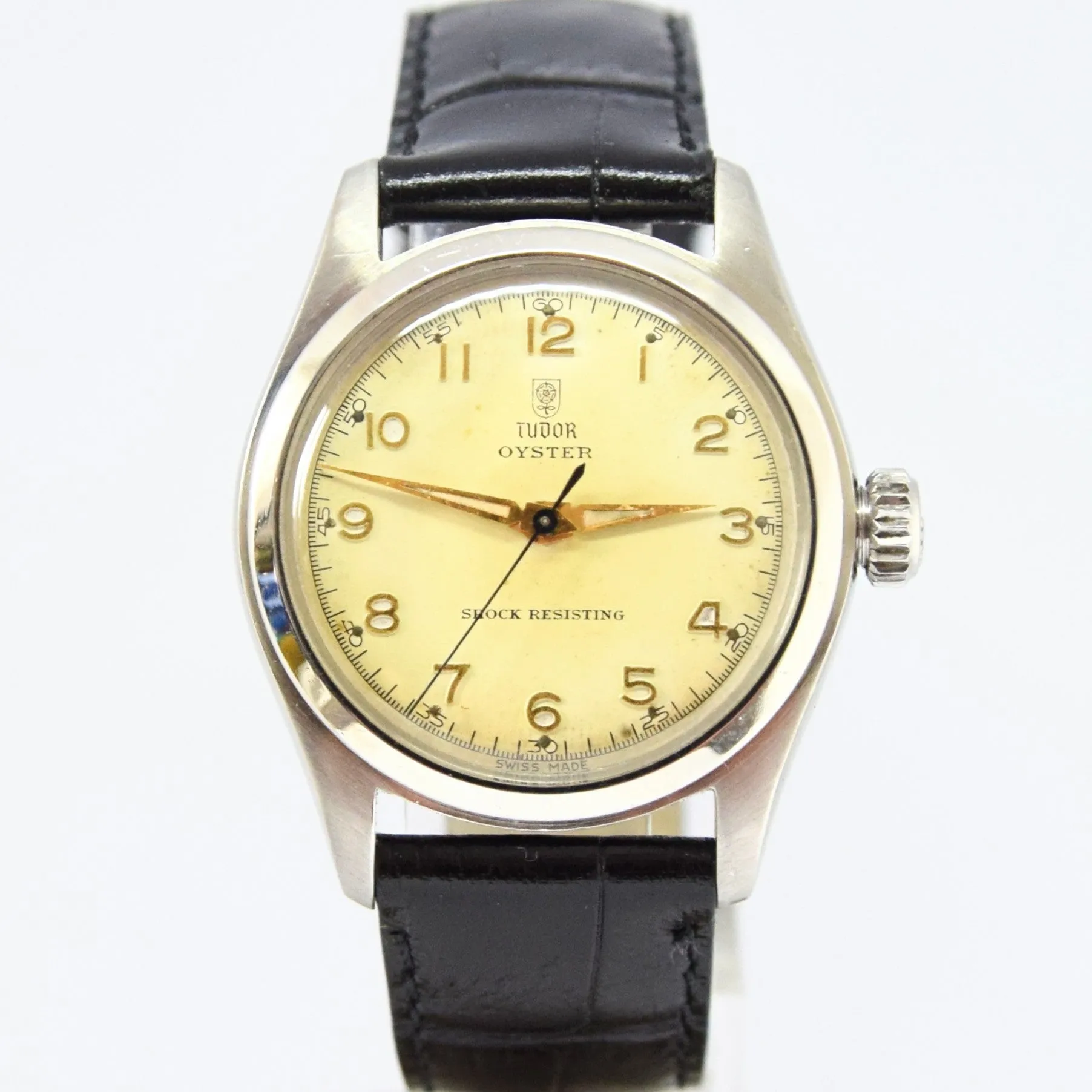 1950s Tudor Oyster Shock-Resisting Stainless Steel Wristwatch Model 7803 32mm
