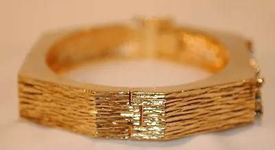 1960s Vintage Diamond Hinged Bangle Bracelet in Textured 14K Yellow Gold - $25K VALUE