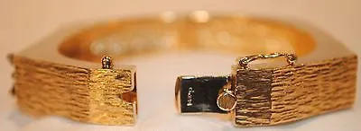 1960s Vintage Diamond Hinged Bangle Bracelet in Textured 14K Yellow Gold - $25K VALUE