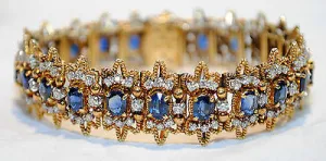 1960s Vintage JG Jewelry Sapphire & Diamond Bracelet in 18K Yellow Gold & Platinum - $45K VALUE