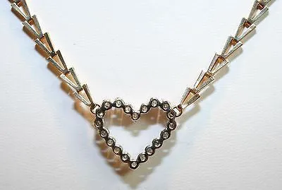 1970s Diamond Heart Necklace with Abstract 14K Yellow Gold Chain - $6K VALUE