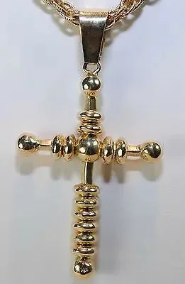 1970s Vintage 1.25 Carat Diamond Cross Pendant in 14K Yellow Gold - $25K VALUE