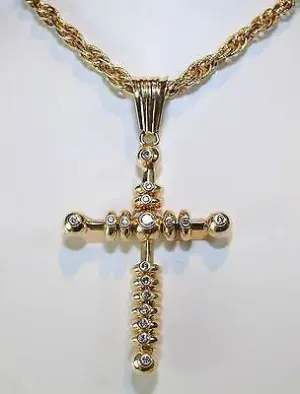 1970s Vintage 1.25 Carat Diamond Cross Pendant in 14K Yellow Gold - $25K VALUE