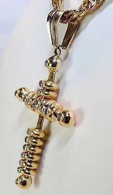 1970s Vintage 1.25 Carat Diamond Cross Pendant in 14K Yellow Gold - $25K VALUE