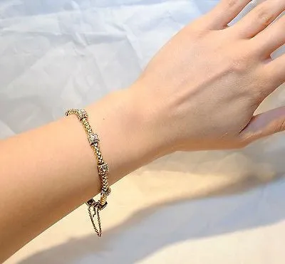 1970s Vintage Diamond Two-Tone 14K White & Yellow Gold Bracelet  - $10K VALUE