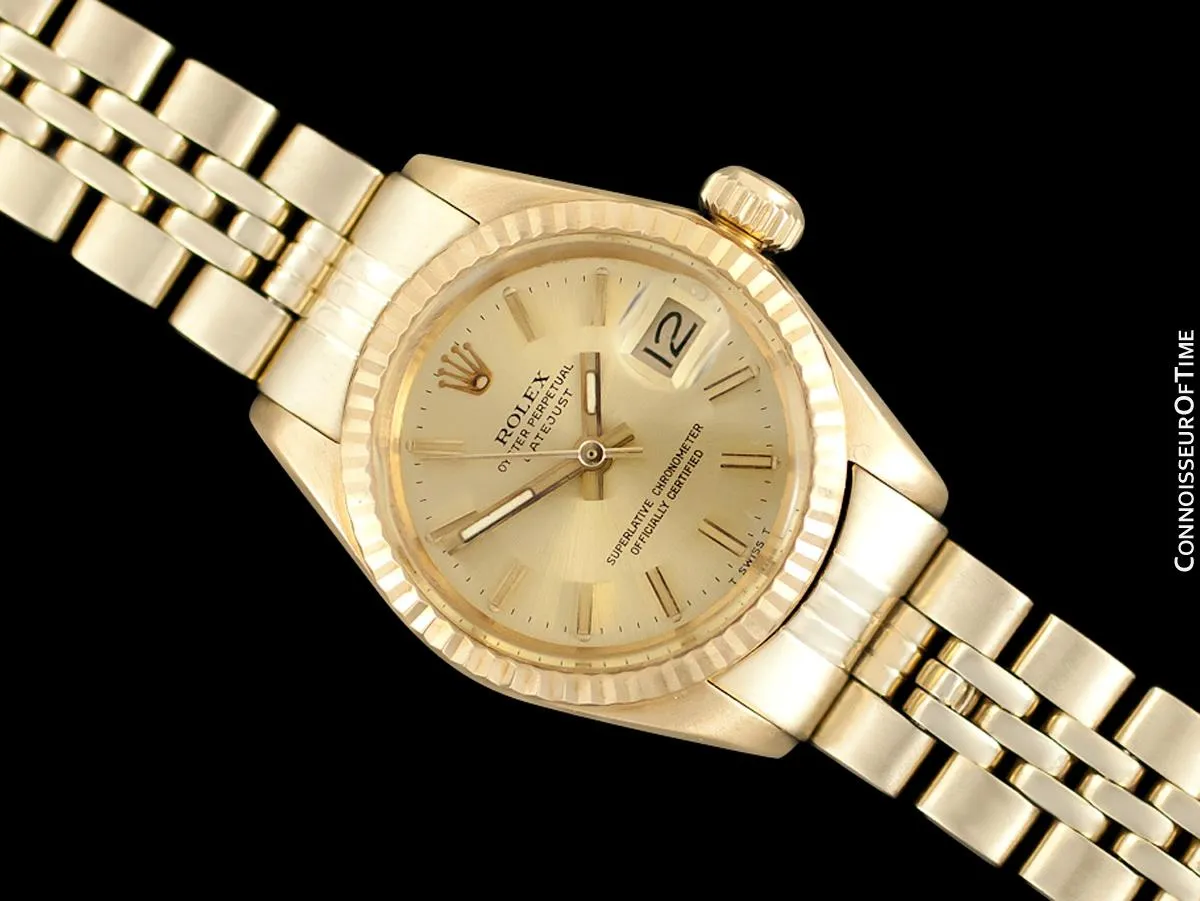 1972 Rolex Datejust (President) Ladies Vintage Watch with Champagne Dial - 18K Gold