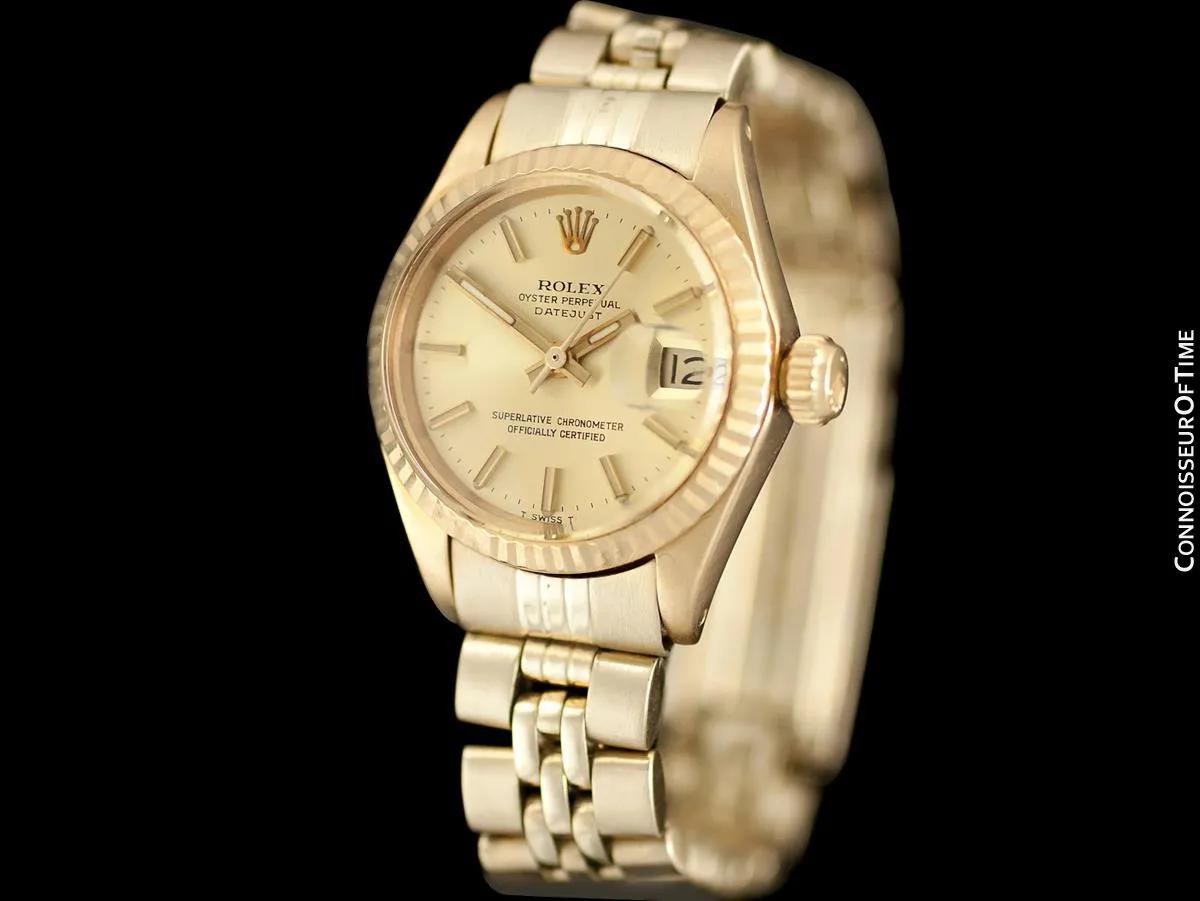 1972 Rolex Datejust (President) Ladies Vintage Watch with Champagne Dial - 18K Gold