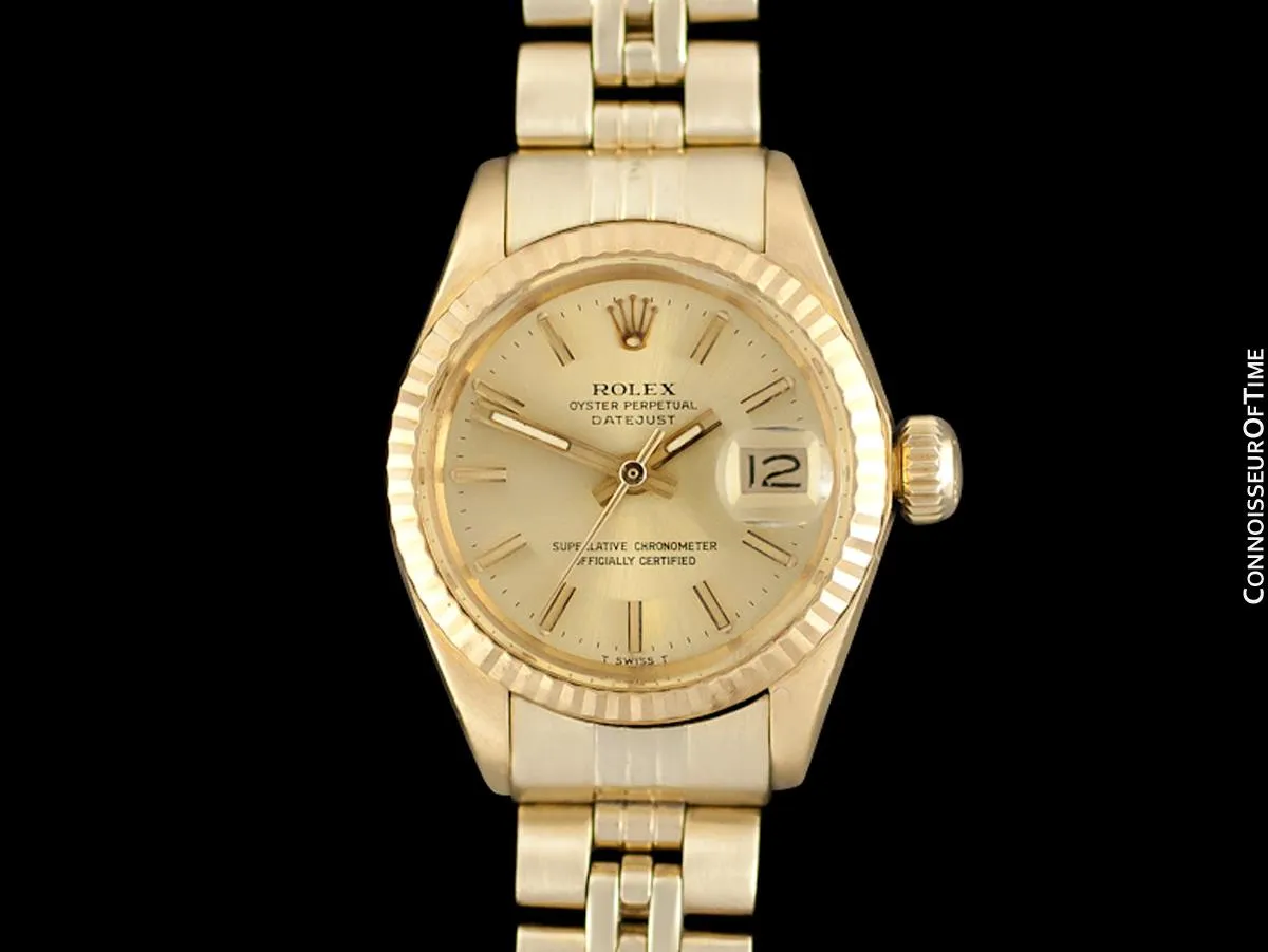1972 Rolex Datejust (President) Ladies Vintage Watch with Champagne Dial - 18K Gold