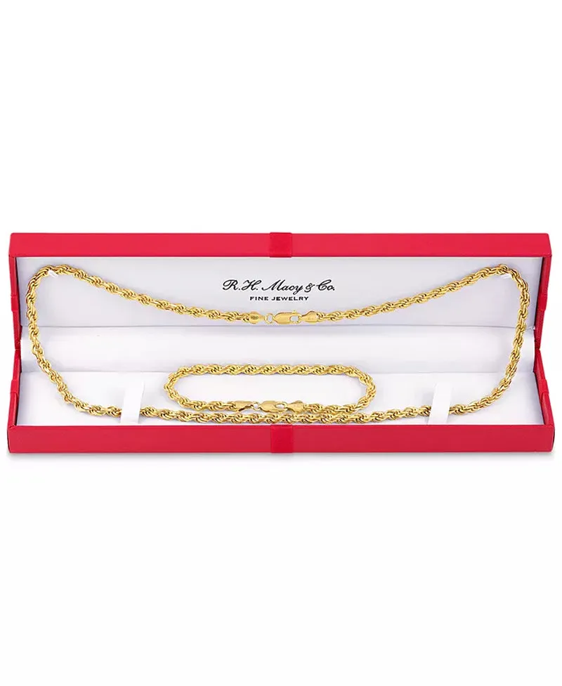 2-Pc. Set 22" Rope Link Chain Necklace & Matching Bracelet, Created for Macy'S