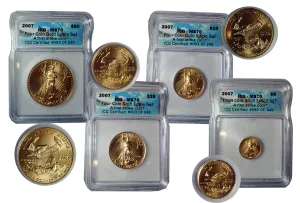 2007 ICG-MS70 4 GOLD EAGLE FIRST STRIKES SET #093 of 249 - $12K APR w/ COA