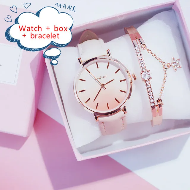 2019 Women's Watch Modern Fashion women Quartz wristwatch student Leather Ladies Bracelet Luxury Watch Casual Relogio femenino