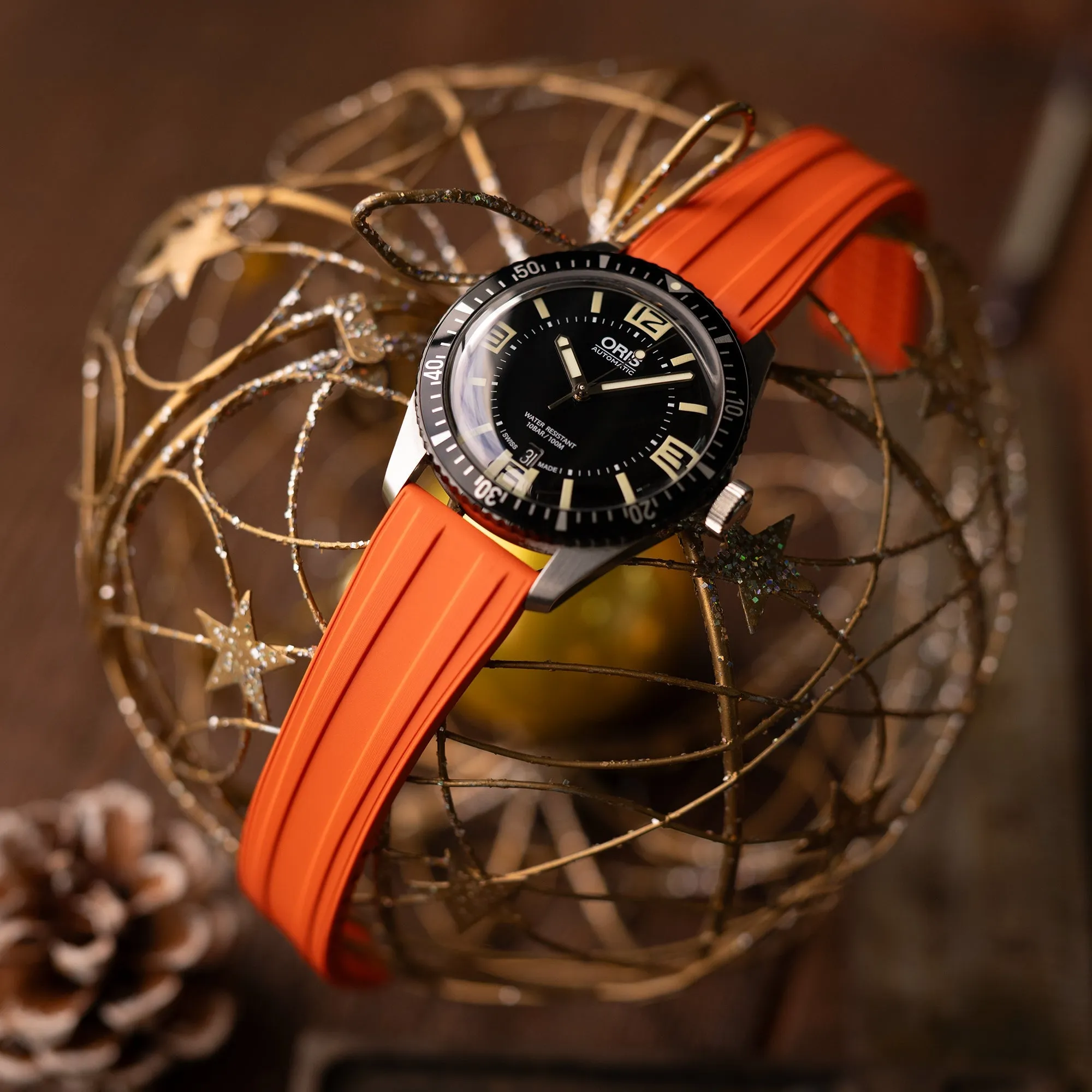 20mm Quick Release FKM28 Orange FKM Rubber watch strap