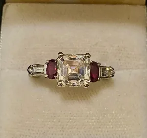 3.35 CT Diamond & Ruby Ring Platinum/18K Yellow Gold Filigree - $80K APR w/ CoA!
