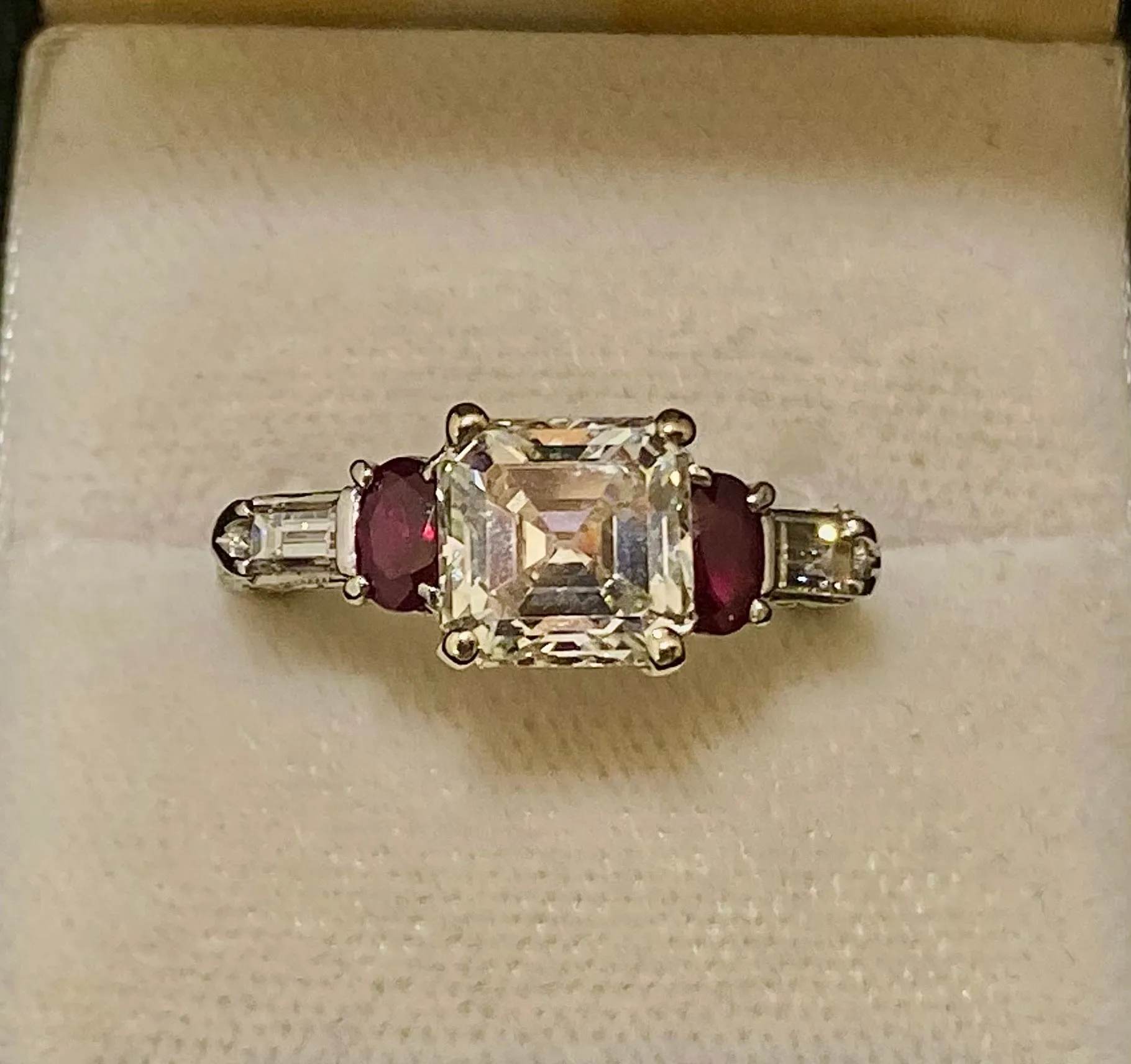 3.35 CT Diamond & Ruby Ring Platinum/18K Yellow Gold Filigree - $80K APR w/ CoA!