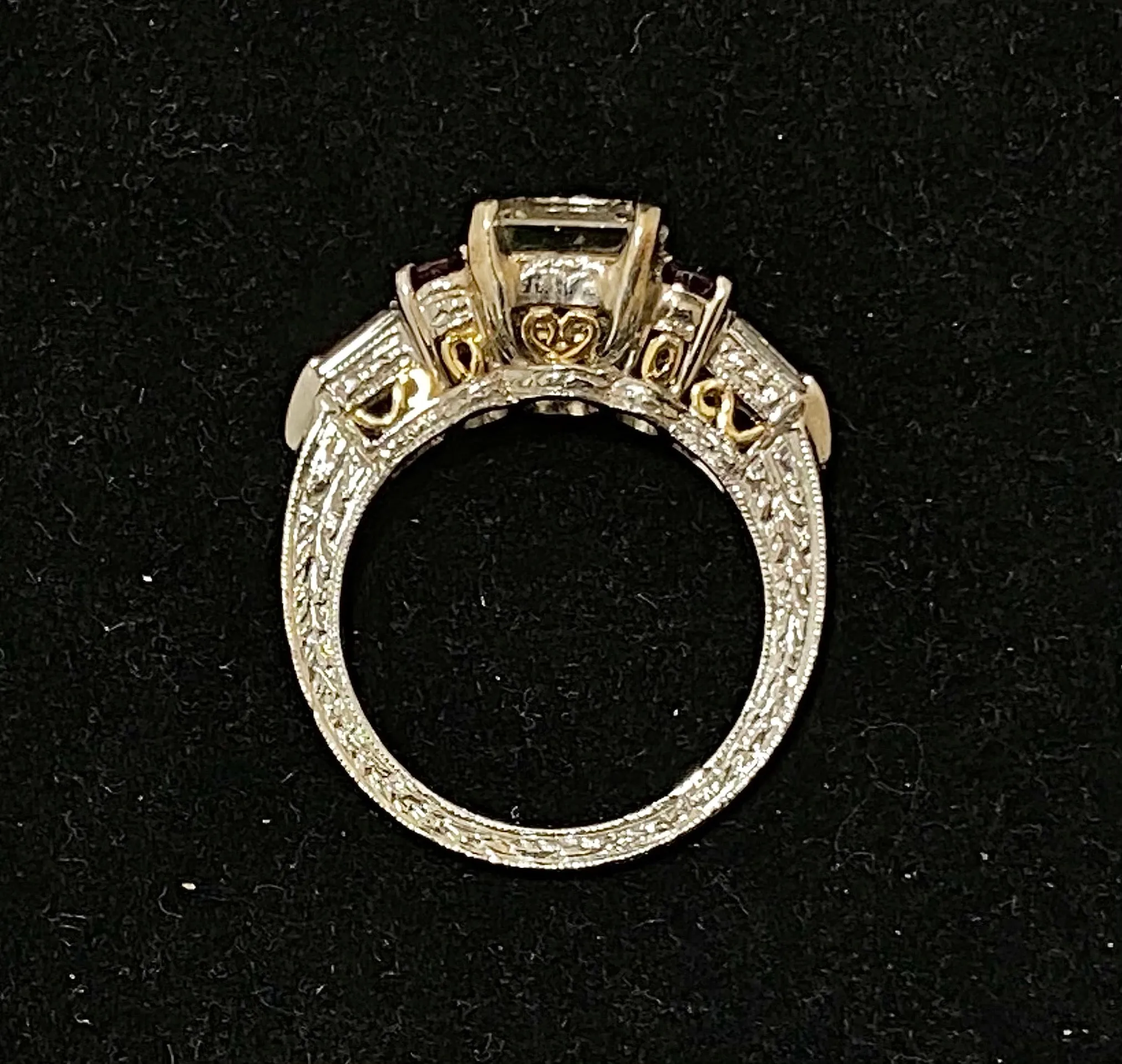 3.35 CT Diamond & Ruby Ring Platinum/18K Yellow Gold Filigree - $80K APR w/ CoA!