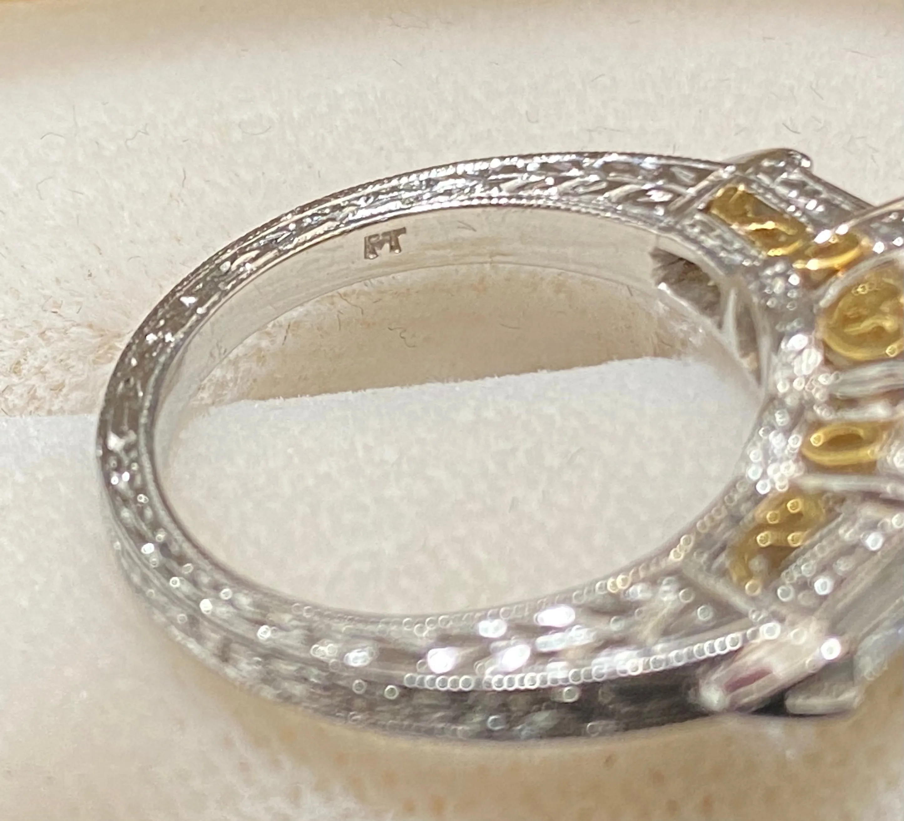 3.35 CT Diamond & Ruby Ring Platinum/18K Yellow Gold Filigree - $80K APR w/ CoA!