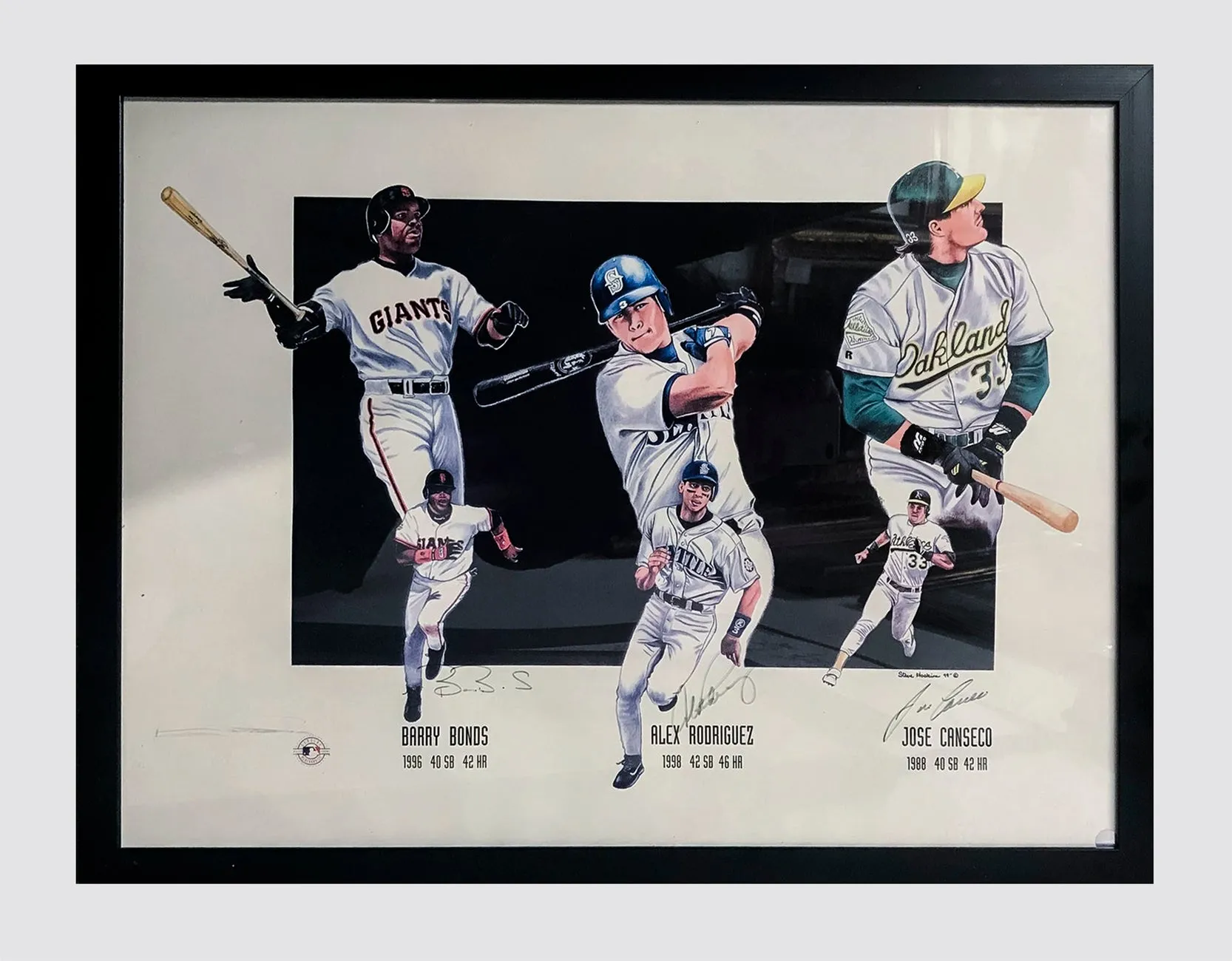 40/40 Club Barry Bonds, Alex Rodriguez & Jose Canseco C.1999 - $1,500 APR w/CoA