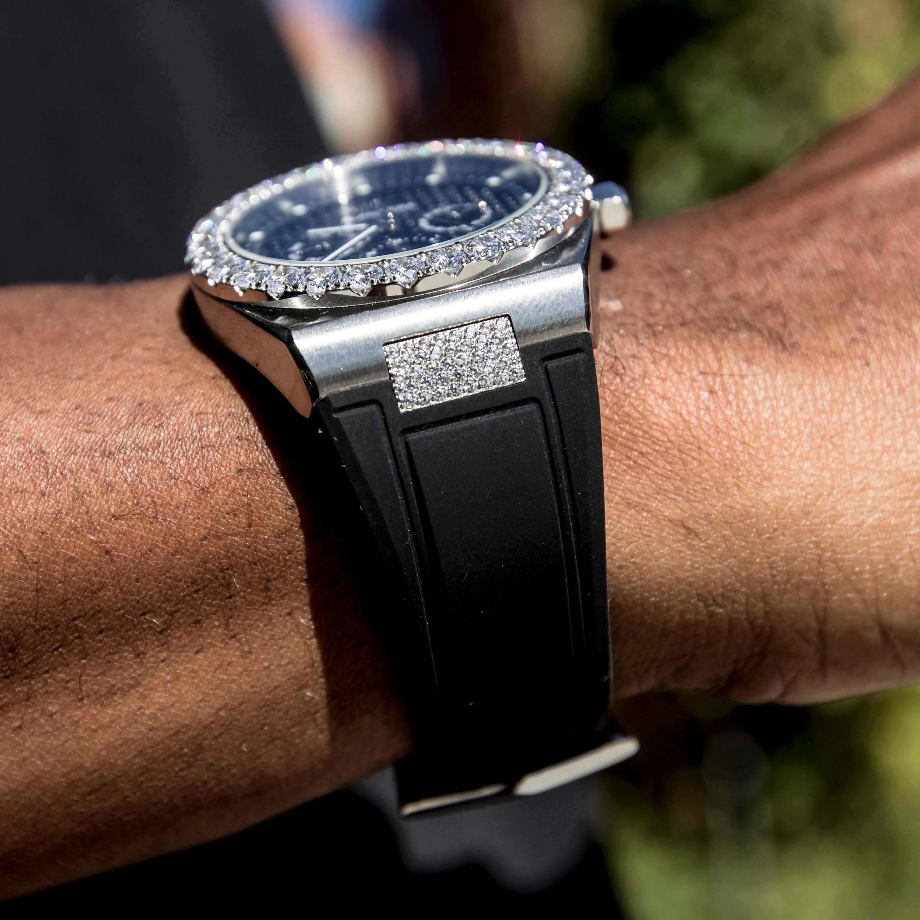 42MM Alpha Era 316- Iced Bezel w/ Rubber Strap