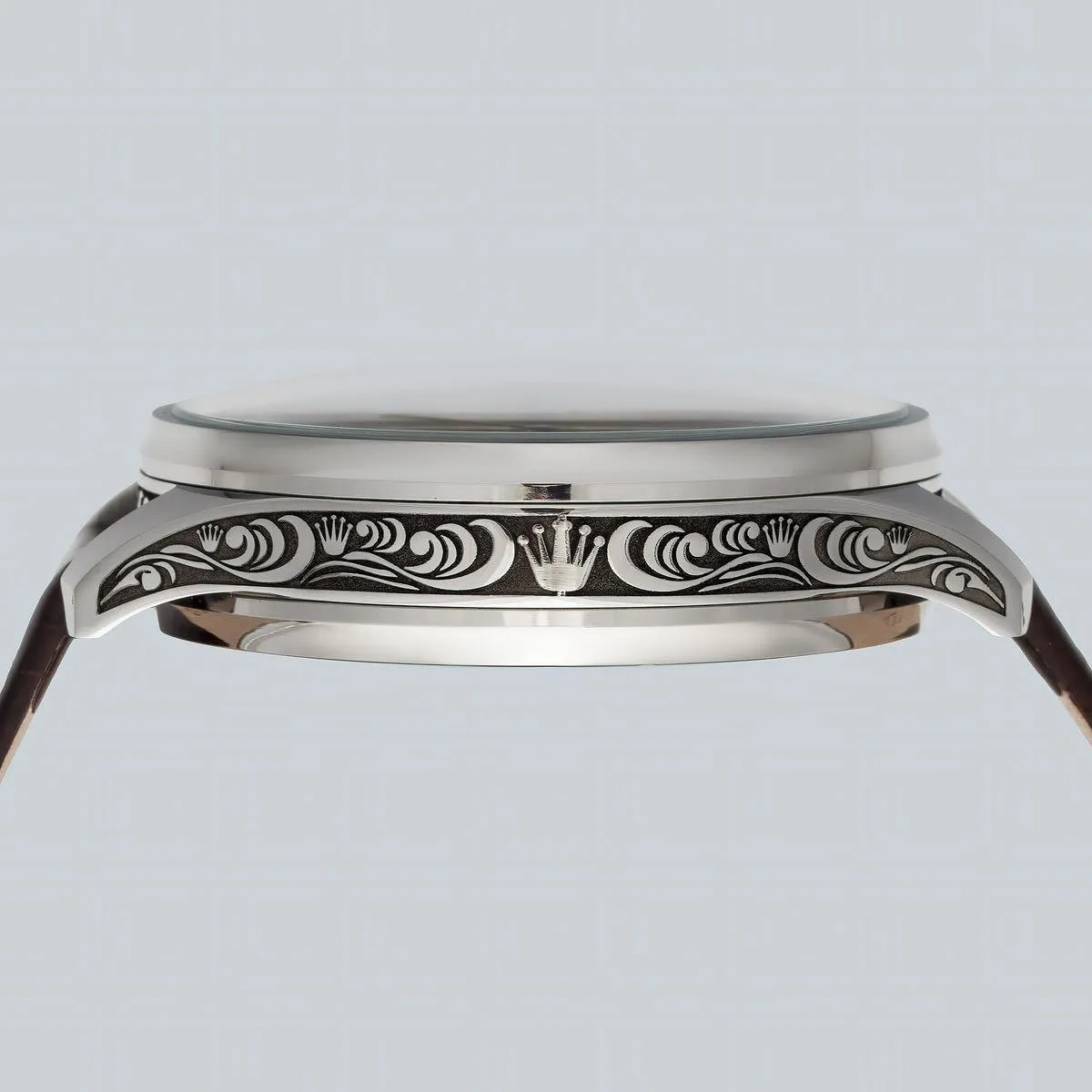 A 48mm Silver Dial Leather Band Watch Inspired By A Vintage Rolex Pocket Watch