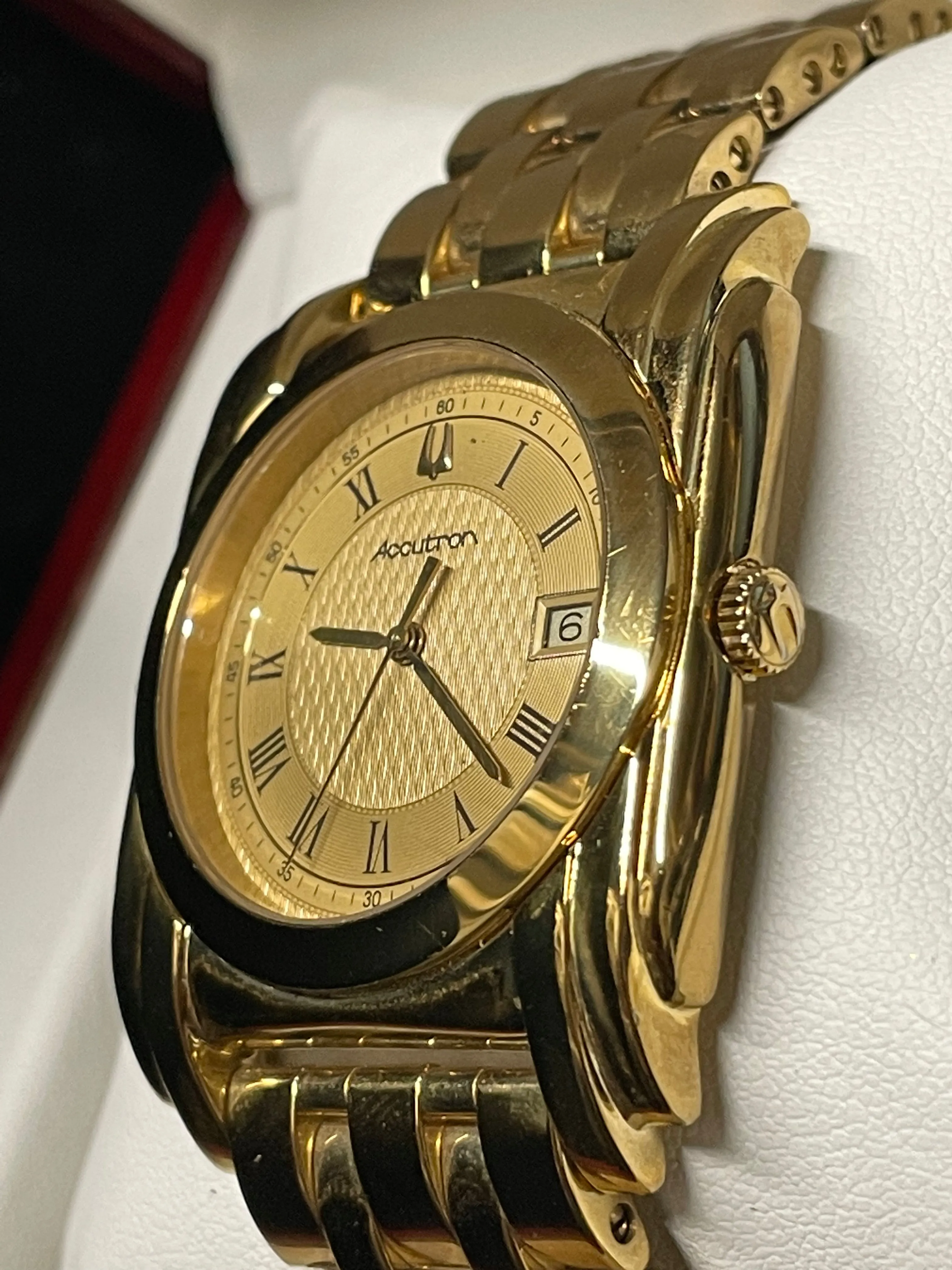 Accutron Vintage 1930s Gold-Tone Art Deco Watch with Textured  - $3K APR w/ COA!