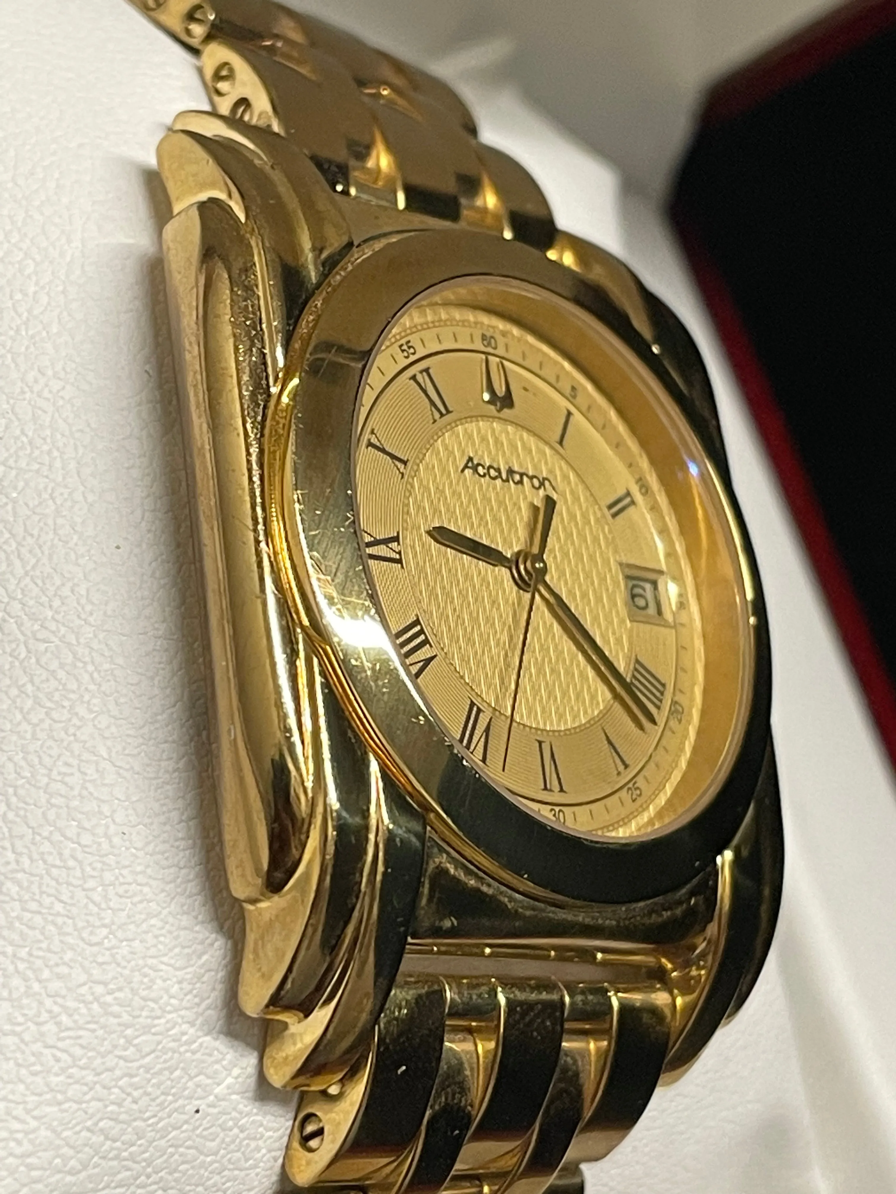 Accutron Vintage 1930s Gold-Tone Art Deco Watch with Textured  - $3K APR w/ COA!
