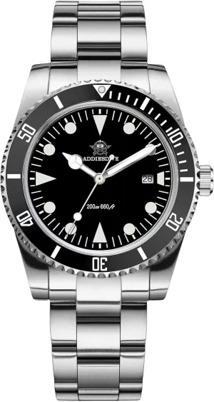 ADDIESDIVE Dive Watches for Men Ultra-Thin Bidirectional Bezel Waterproof 200 M Quartz Movement Curved Crystal Slim Diving Watch