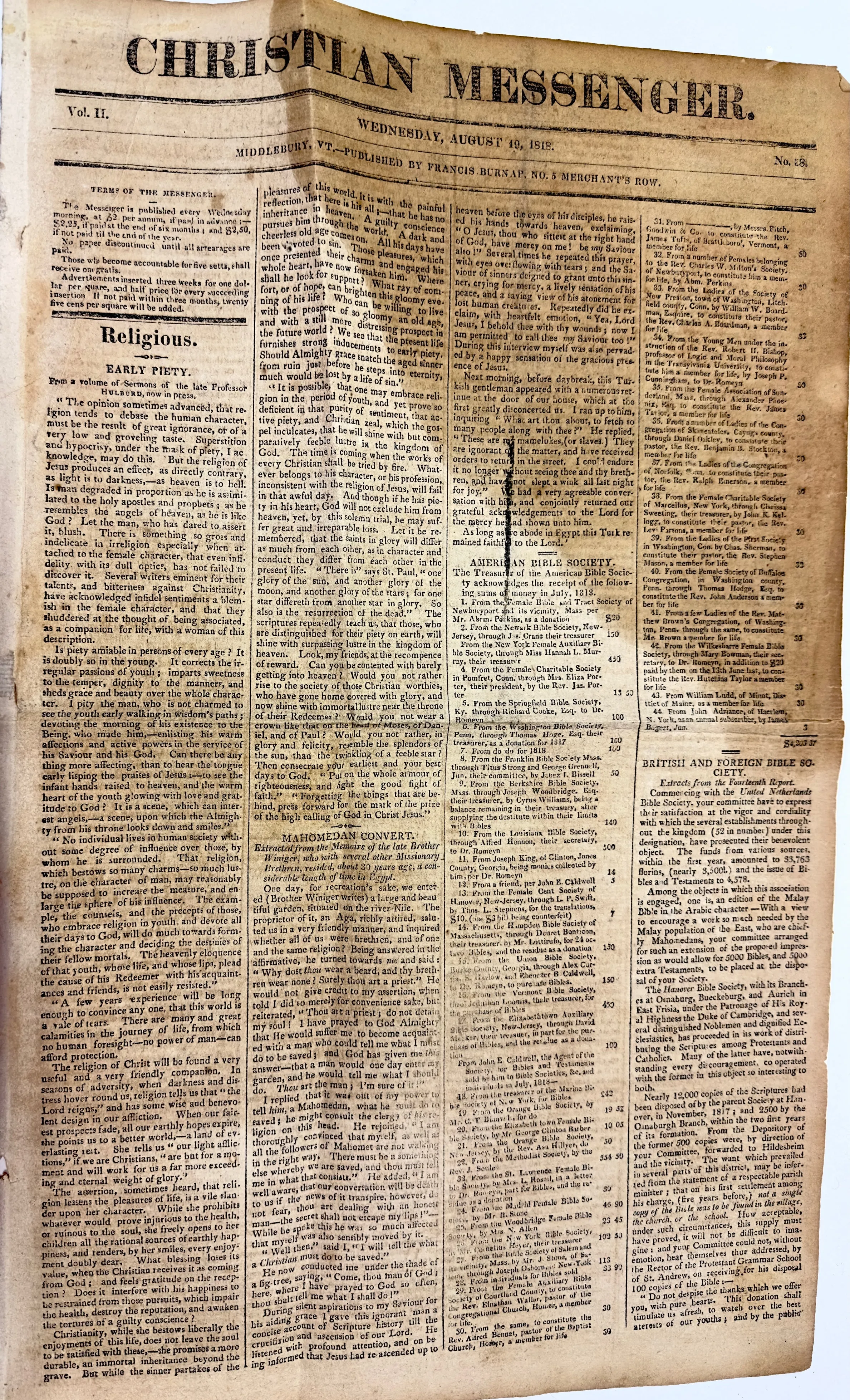 AFRICAN NEGROS FOR SALE SLAVE TRADE ORG AD IN NWSPR 1818 CRAZY - $8K APR w/ COA!