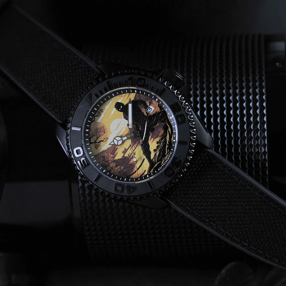 AG Collective The Shadow Ninja Series Dial Black Fabric Strap Men Watch G 8040 NIN-SHA