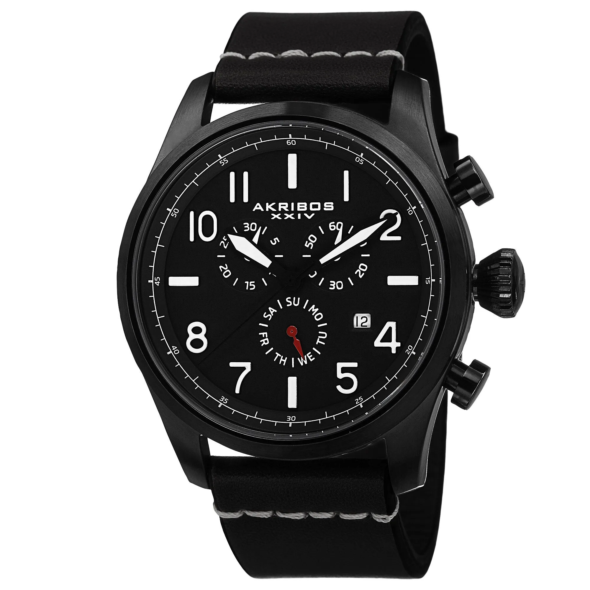 Akribos Xxiv Chronograph Black Dial Black Ion-plated Men's Watch AK705BK