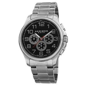 Akribos Xxiv Multi-Function Black Dial Silver-tone Alloy Men's Watch AK748SSB