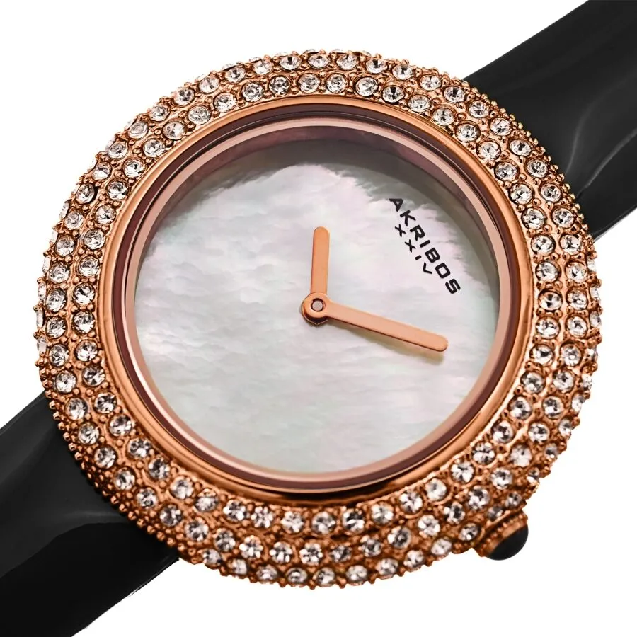 Akribos Xxiv Quartz Crystal White Dial Ladies Watch AK1049BKR