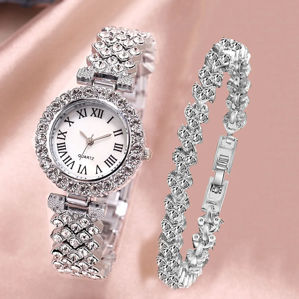 All Match Luxury Diamond-Encrusted Starry Elegant Quartz Watch Set with Diamonds