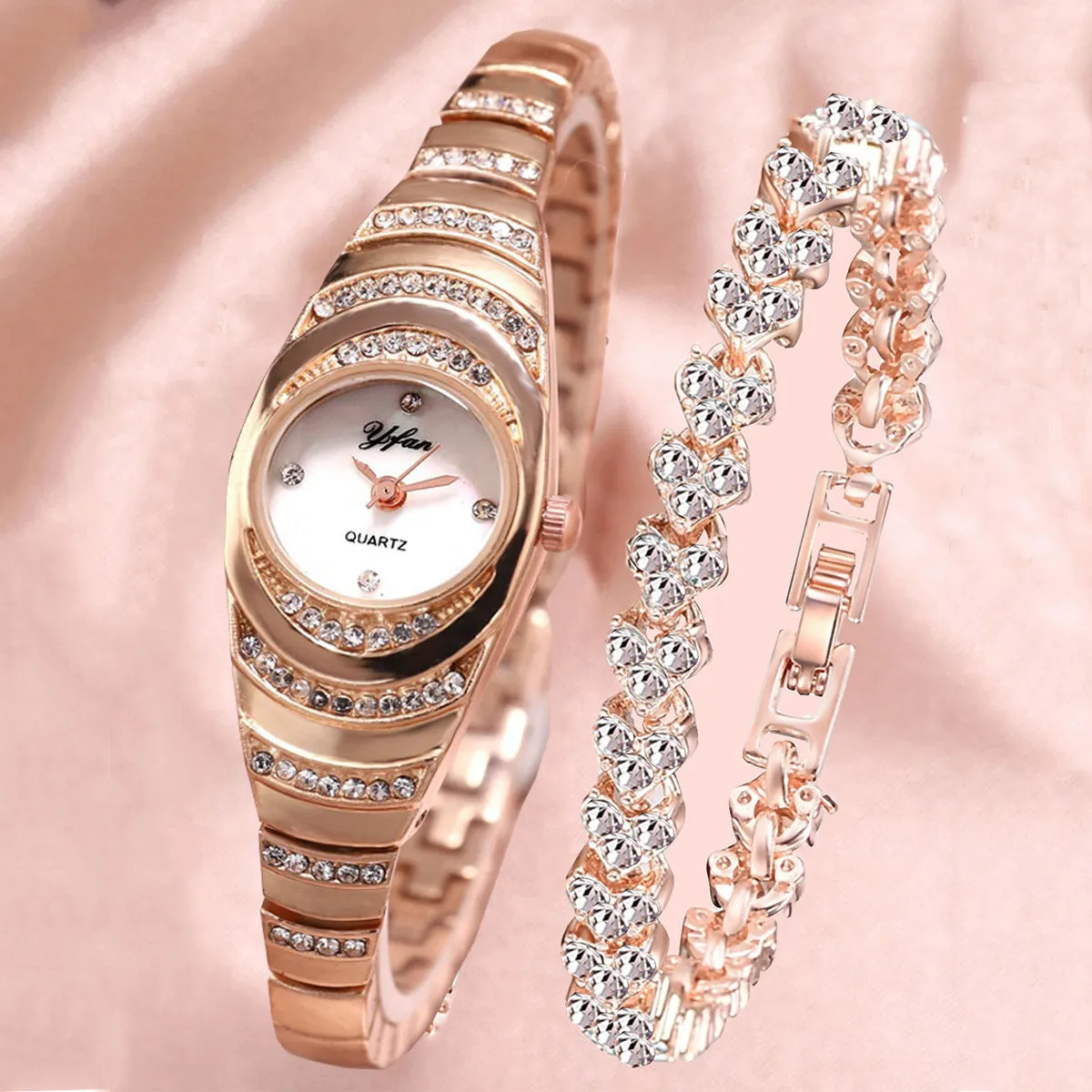 All Match Luxury Diamond-Encrusted Starry Elegant Quartz Watch Set with Diamonds
