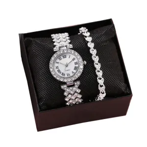All Match Luxury Diamond-Encrusted Starry Elegant Quartz Watch Set with Diamonds