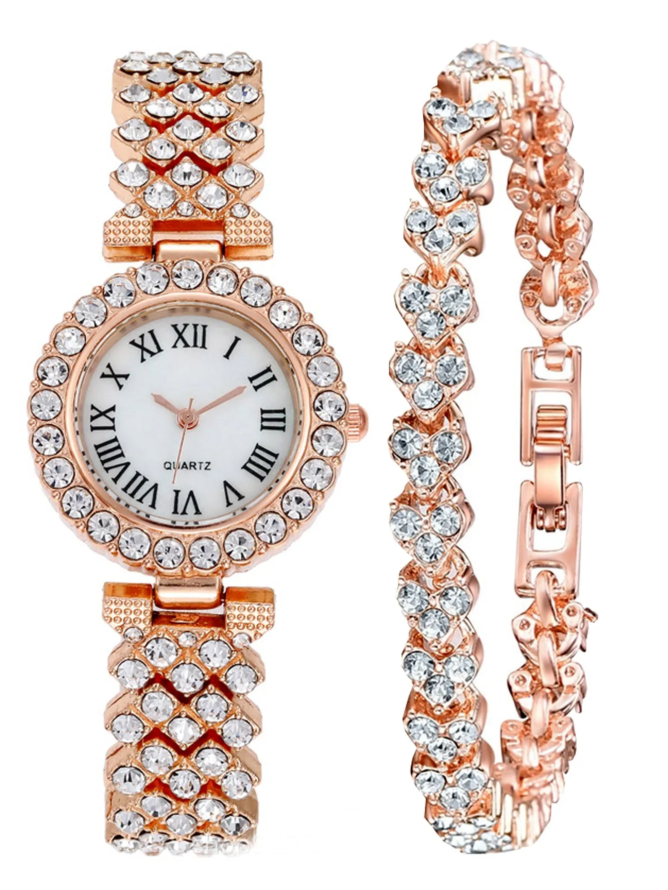 All Match Luxury Diamond-Encrusted Starry Elegant Quartz Watch Set with Diamonds