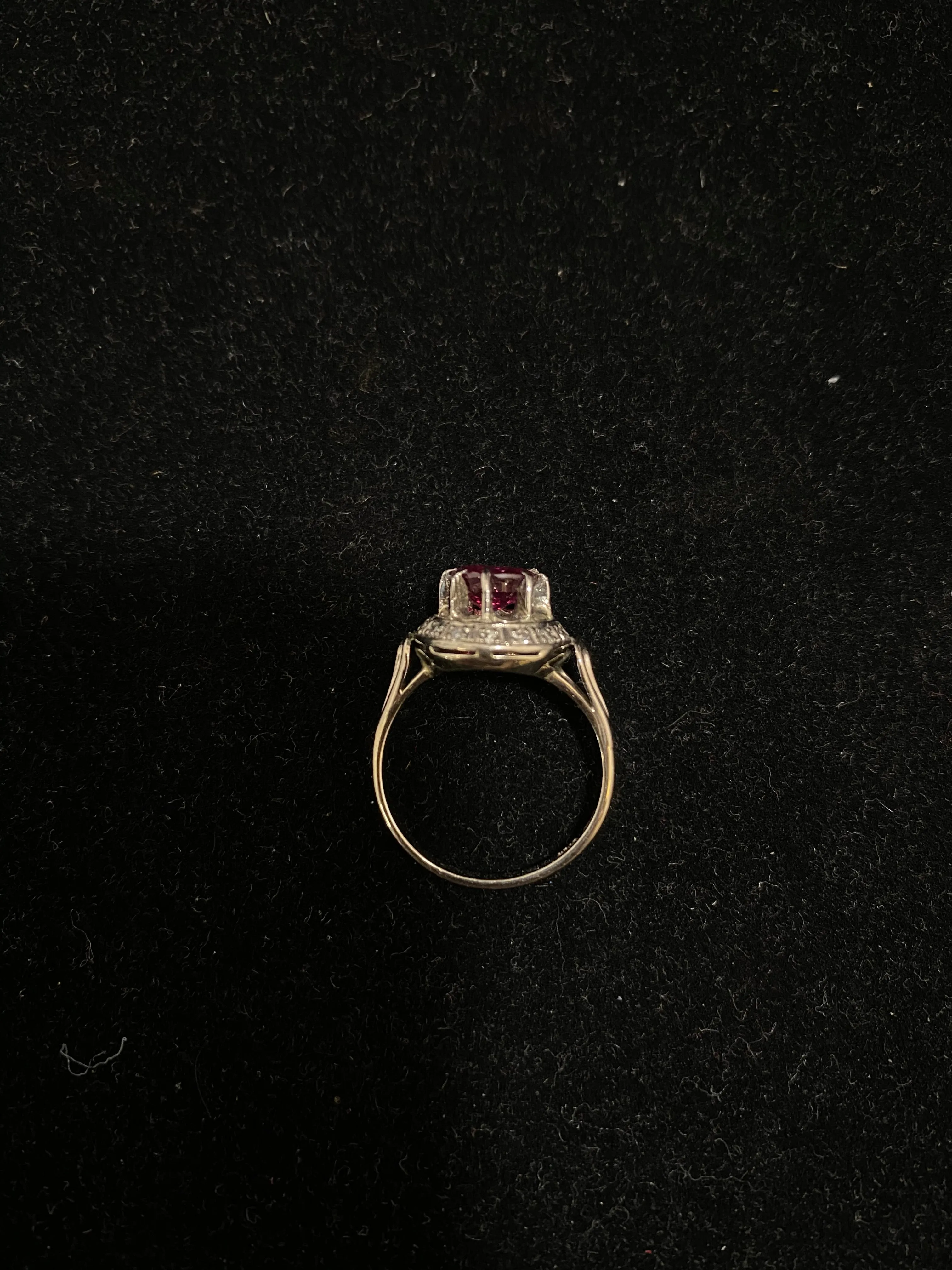 Antique Designer 18K White Gold Ruby & Diamond Ring - $15K Appraisal Value w/ CoA }