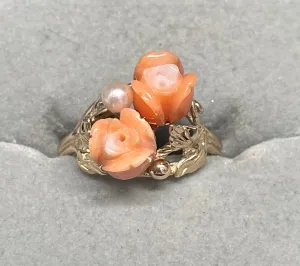 ANTIQUE DESIGNER LADIES CORAL STONE YELLOW GOLD SETTING RING - $10K APR w/ CoA!!