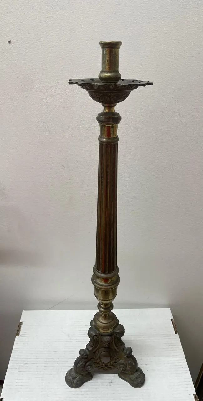 Antique French Brass Candlestick from Sherry Lehmann Collection - $15K APR w/CoA