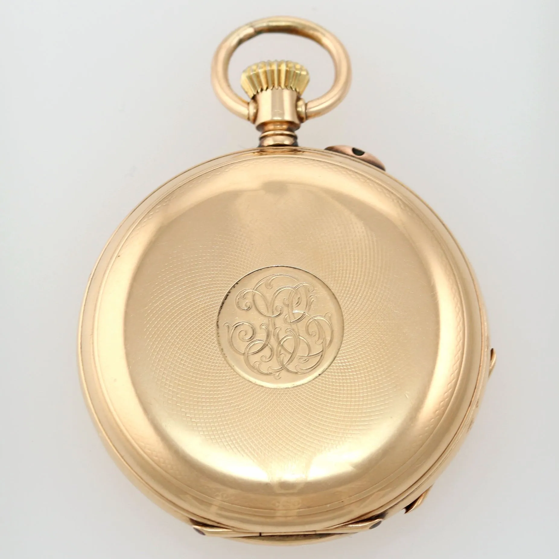Antique H. Moser & Cie Solid 14k Yellow Gold White Roman Hunter Pocket Watch