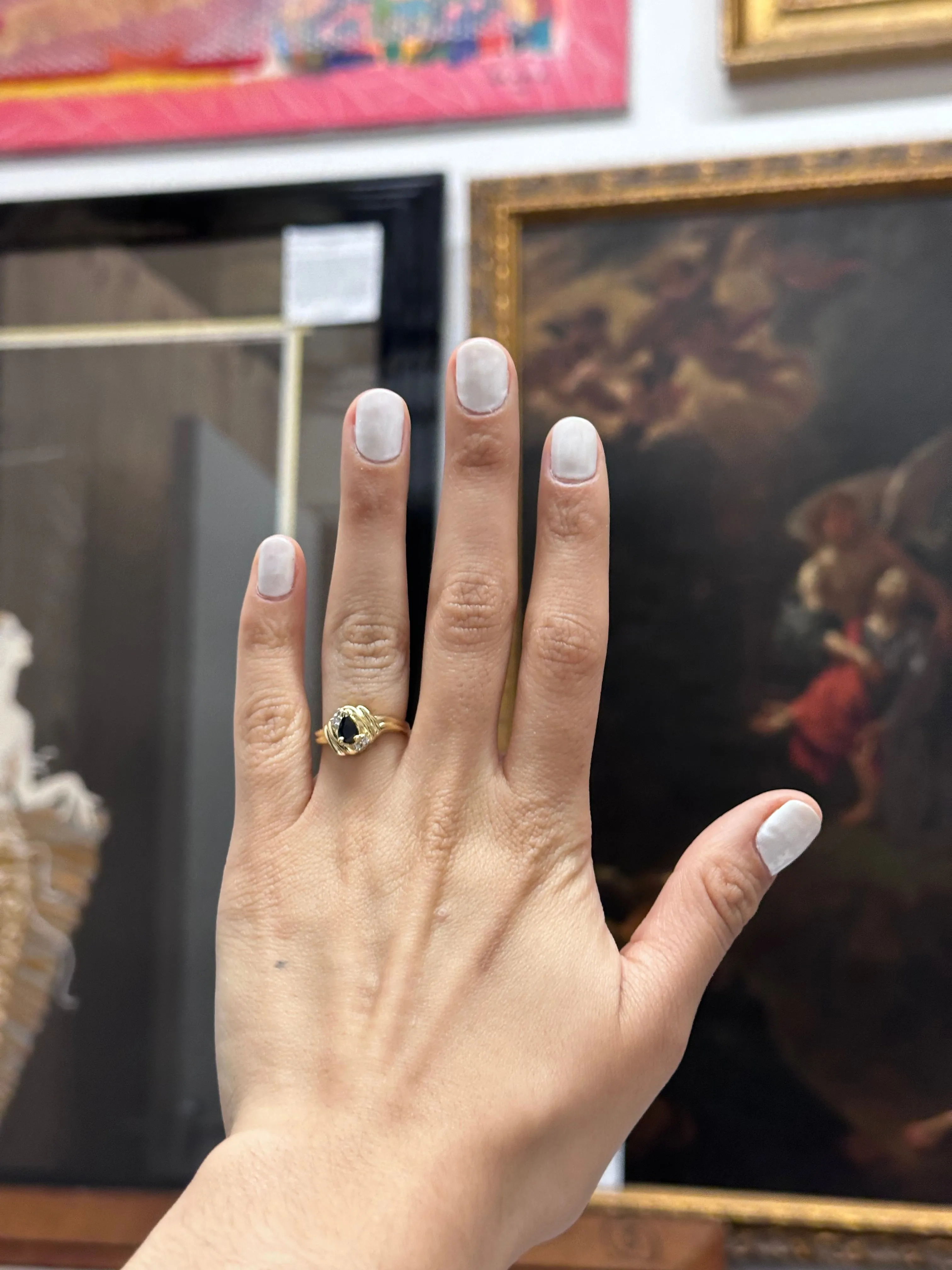 ANTIQUE LADIES SAPPHIRE & DIAMOND YELLOW GOLD RING- $6K  APR w/ CoA!!!!!!!!!!!!!