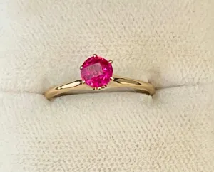 Antique Solitaire Ruby Ring in Solid Yellow Gold - $5K Appraisal Value w/CoA!