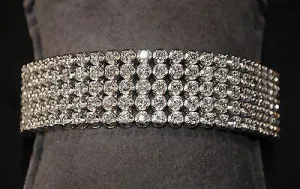 Antique Style Designer 11 Carat 5-Row Diamond Bracelet in 14K White Gold - $50K VALUE