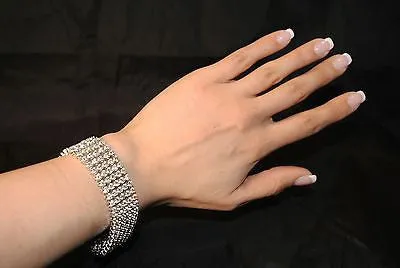 Antique Style Designer 11 Carat 5-Row Diamond Bracelet in 14K White Gold - $50K VALUE