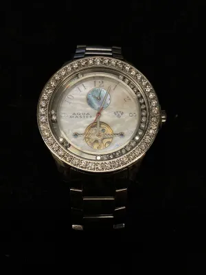 AQUA MASTER Tourbillon Floating Diamond Stainless Steel Large Watch w/ 72 Diamonds & Mother of Pearl Dial -$30K Appraisal Value!