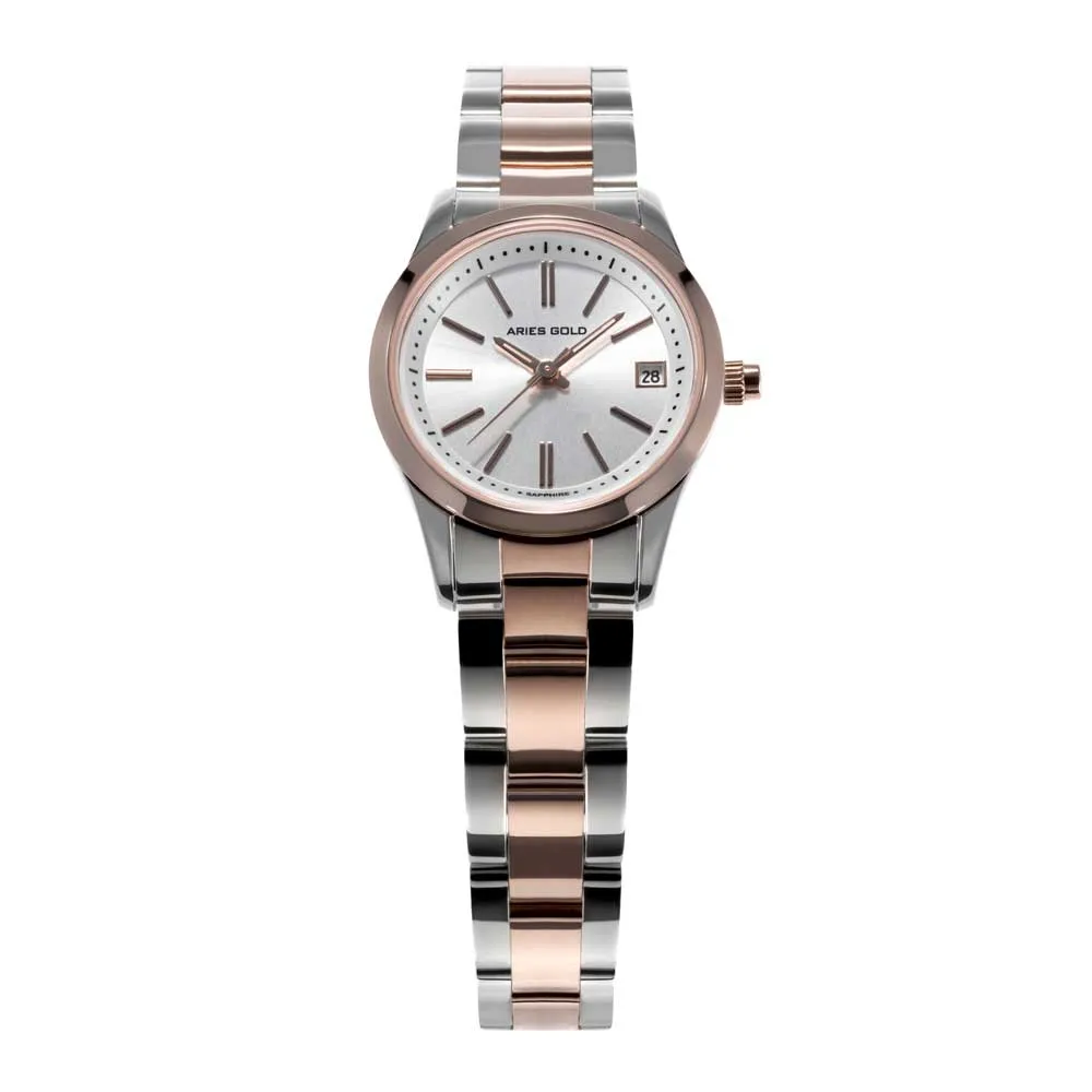ARIES GOLD URBAN CLASSIC TWO TONE ROSE GOLD STAINLESS STEEL L 120 RG-RGD WOMEN'S WATCH