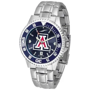 Arizona Wildcats Mens Competitor AnoChrome Steel Band Watch w/ Colored Bezel
