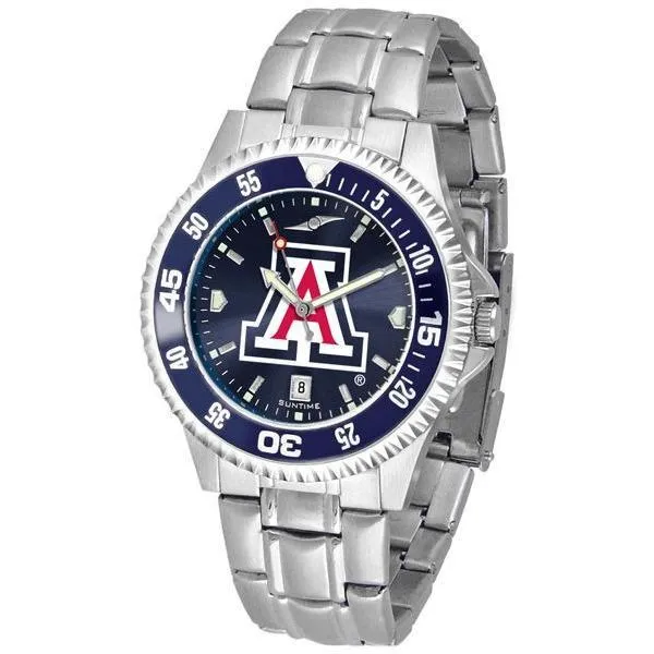 Arizona Wildcats Mens Competitor AnoChrome Steel Band Watch w/ Colored Bezel