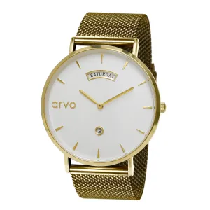 Arvo Awristacrat Watch - Gold - Gold Mesh Band