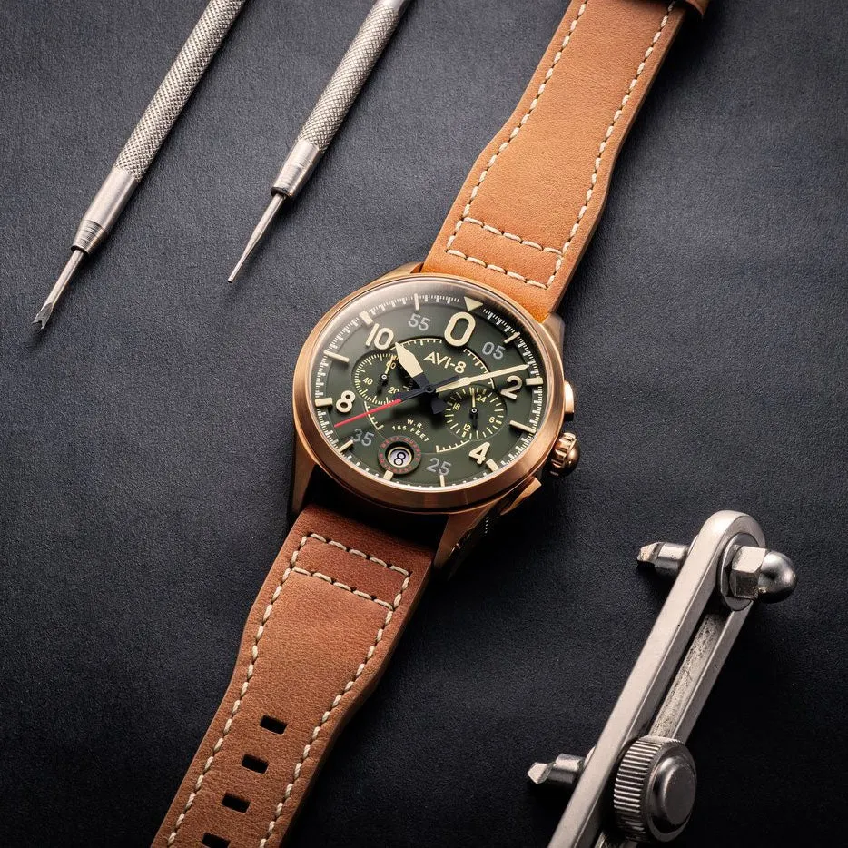 AVI-8 Spitfire Lock Bronze Green Chrono Watch AV-4089-02