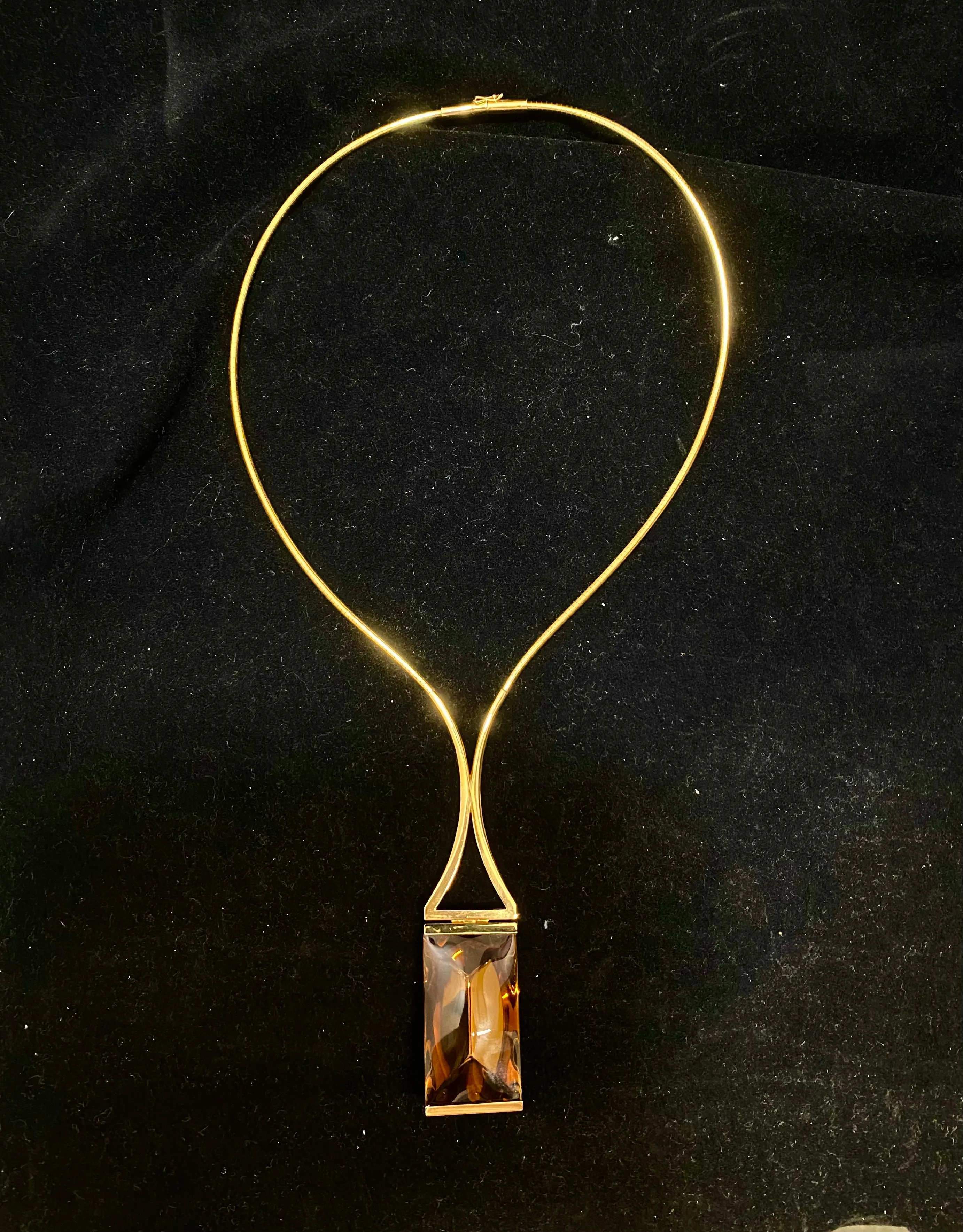 BACCARAT 18K Yellow Gold with Brown Mordore Lead Crystal Necklace - $20K Appraisal Value w/CoA}